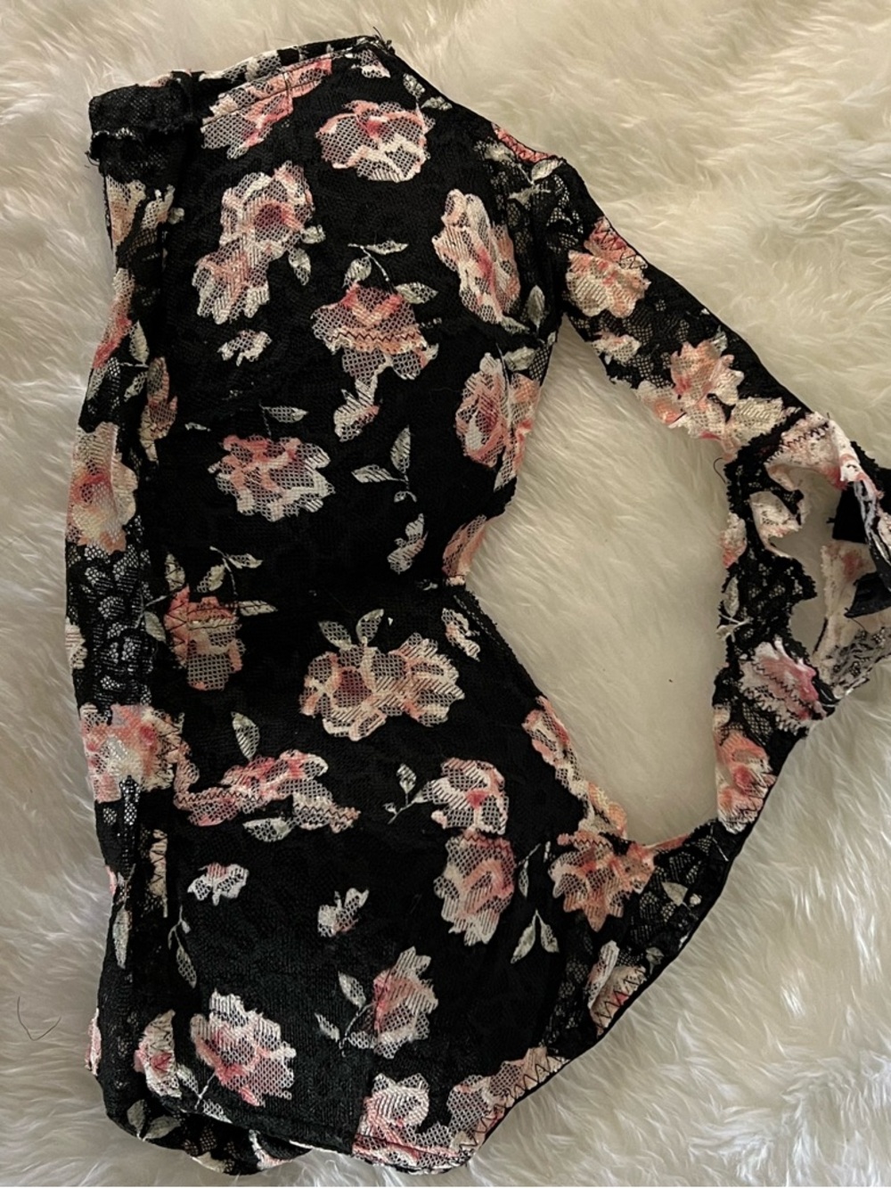 PINK Victoria's Secret Black Lace Bralette with Pink Trim